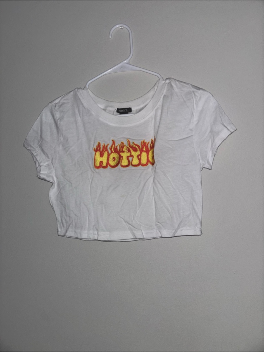 White Cropped 'Hottie' Flame Graphic Tee